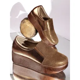 The White Pole Women's Copper Wedge Loafers-picture-15