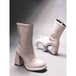 The White Pole Women's Cream Casual Booties-picture-41