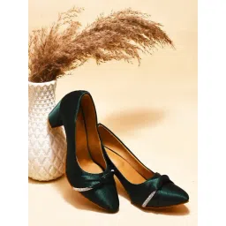 The White Pole Women's Dark Green Casual Pumps-picture-43
