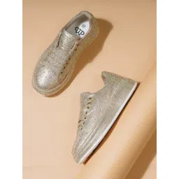 The White Pole Women's Golden Casual Sneakers-picture-29