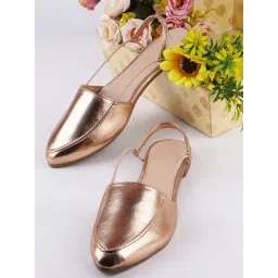 The White Pole Women's Golden Sling Back Sandals-picture-33