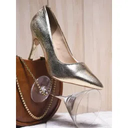 The White Pole Women's Golden Stiletto Pumps-picture-26