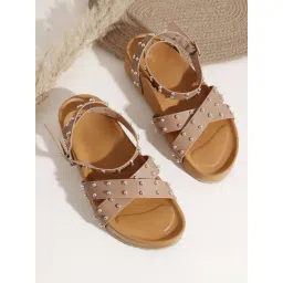 The White Pole Women's Nude Ankle Strap Sandals-picture-26