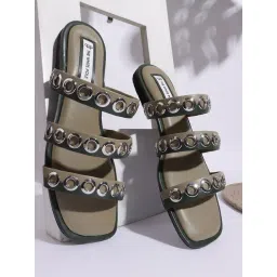 The White Pole Women's Olive Casual Sandals-picture-19
