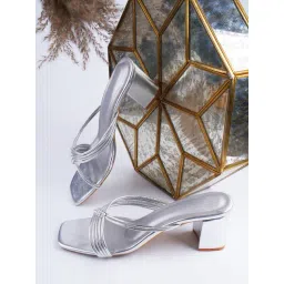 The White Pole Women's Silver Casual Sandals-picture-45