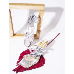 The White Pole Women's Silver Casual Sandals-picture-35