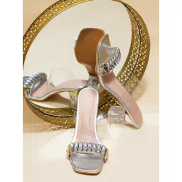 The White Pole Women's Silver Casual Sandals-picture-10