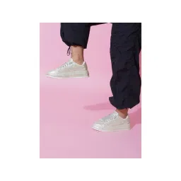 The White Pole Women's Silver Casual Sneakers-picture-11