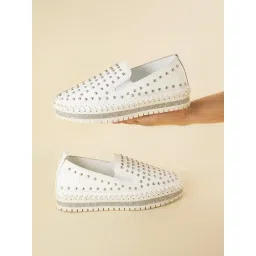 The White Pole Women's White Casual Loafers-picture-32