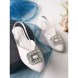 The White Pole Women's White Sling Back Sandals-picture-43