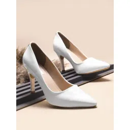 The White Pole Women's White Stiletto Pumps-picture-43
