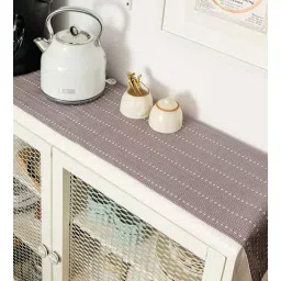 Geometric Pattern Grey Cotton 96X14 Table Runner By The Yard House-picture-11