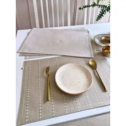 The Yard House 4Pcs Beige Woven Designed Cotton Rectangular Anti-Slip Table Placemats-picture-35