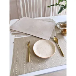 The Yard House 6Pc Beige Woven Designed Cotton Rectangular Anti-Slip Table Placemats-picture-37