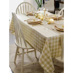 The Yard House Beige Geometric Printed Anti-Slip Cotton 6-Seater Table Cover-picture-23