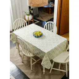 The Yard House Blue & White Printed Anti-Slip Cotton Rectangle 6-Seater Table Cover-picture-19