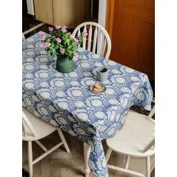 The Yard House Blue & White Printed Anti-Slip Cotton Rectangle 6-Seater Table Cover-picture-21