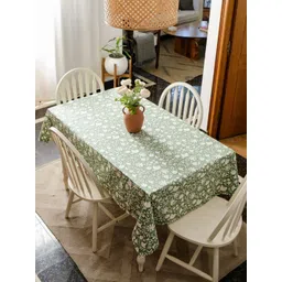 The Yard House Green Ethnic Motifs Printed Anti-Slip Cotton 6-Seater Table Cover-picture-22