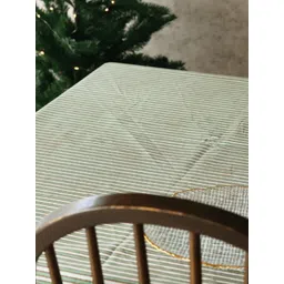 The Yard House Green Striped Anti-Skid Cotton 6-Seater Table Cover with Textured details-picture-13