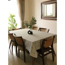 The Yard House Grey & White Printed Anti-Slip Cotton Rectangle 8-Seater Table Cover-picture-27