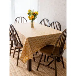 The Yard House Mustard & White Printed Anti-Slip Cotton Rectangle 6-Seater Table Cover-picture-10