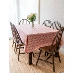 The Yard House Pink Ethnic Motifs Printed Anti-Slip Cotton 6-Seater Table Cover-picture-10