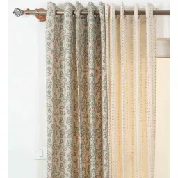 the yellow dwelling Green Cotton Abstract 5.5Ft Semisheer Eyelet 4 Window Curtains-picture-26