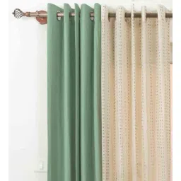 the yellow dwelling Green Cotton Solid 5.5Ft Semisheer Eyelet 4 Window Curtains-picture-35