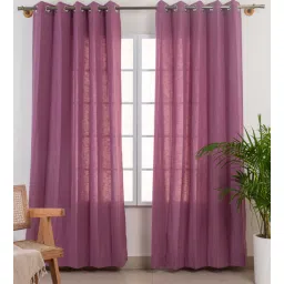 Violet Cotton Solid 7.5ft Semisheer Eyelet Door Curtain-image-19