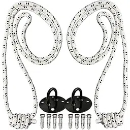 The Yogis Iyengar Yoga Anti-Gravity Wall Rope Thikness -14mm | Long | Material - Cotton | Pack of - 2 | (Colour - Off White) With Wall and Ceiling Mount-picture-29