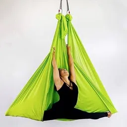 The Yogis Lycra Fabric Aerial Yoga Hammock RoundRing Plain (Colour - ParrotGreen)-picture-27
