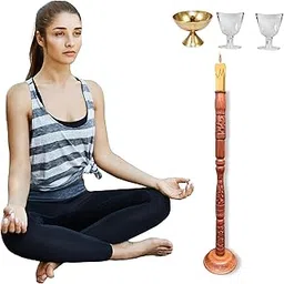 the yogis The Yogis™ Trataka Candle Stand for Opening Third Eye Meditation with Brass Diya and Eye Wash Cup-picture-26