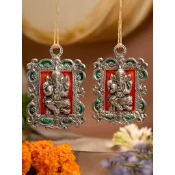 The Zappy Box 2-Pieces Grey & Red Textured Metal Wall Hangings-picture-33