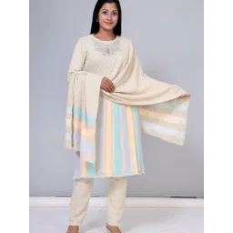 The Zigar Studio Women Regular Pure Wool Kurta And Pyjamas With Dupatta-picture-17