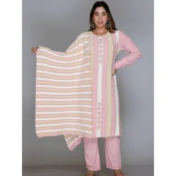 The Zigar Studio Women Striped Kurta with Trouser & Dupatta-picture-41