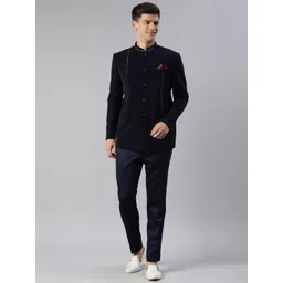 TheEthnic.Co Embroidered Mandarin Collar Long Sleeve Bandhgala Blazer-picture-24