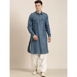 TheEthnic.Co Ethnic Motifs Printed Shirt Collar Roll-Up Sleeves Straight Kurta-picture-17