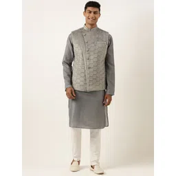 TheEthnic.Co Mandarin Collar Quilted Nehru Jacket-picture-38