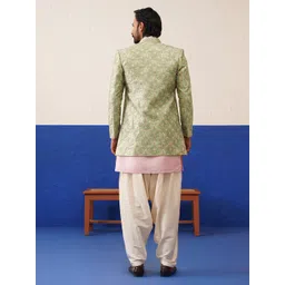 TheEthnic.Co Men Black Embroidered Sherwani Set image 4