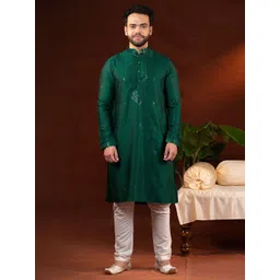 TheEthnic.Co Men Ethnic Motifs Embroidered Kurta with Trousers-picture-37