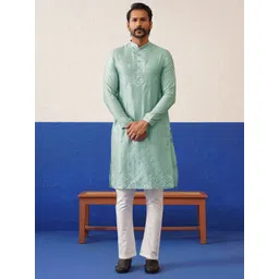 TheEthnic.Co Men Ethnic Motifs Embroidered Kurta with Trousers-picture-19