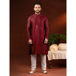 TheEthnic.Co Men Ethnic Motifs Embroidered Kurta with Trousers-picture-20
