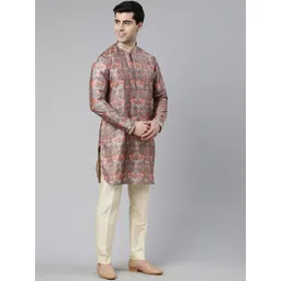 TheEthnic.Co Men Ethnic Motifs Printed Band Collar Straight Kurta image 3
