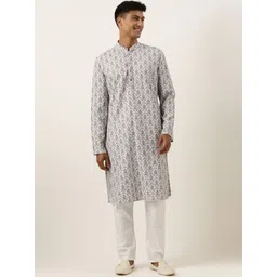 TheEthnic.Co Men Ethnic Motifs Printed Chikankari Pure Cotton Kurta with Pyjamas-picture-10