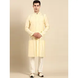 TheEthnic.Co Men Floral Embroidered Mandarin Collar Straight Kurta-picture-31