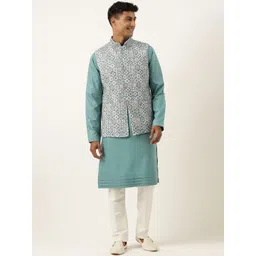 TheEthnic.Co Men Regular Cotton Kurta with Pyjamas & Nehru Jacket-picture-17
