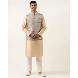 theethnic.co Men Woven Nehru Jacket with Mandarin Collar-picture-35