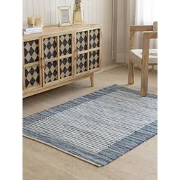 THEGASBH Blue & Grey Striped Cotton Carpet-picture-39