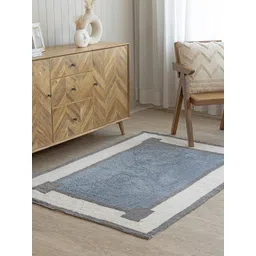 THEGASBH Blue & White Geometric Cotton Carpet-picture-28