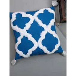 THEGASBH Blue & White Geometric Embroidered Cotton Square Cushion Cover-picture-19